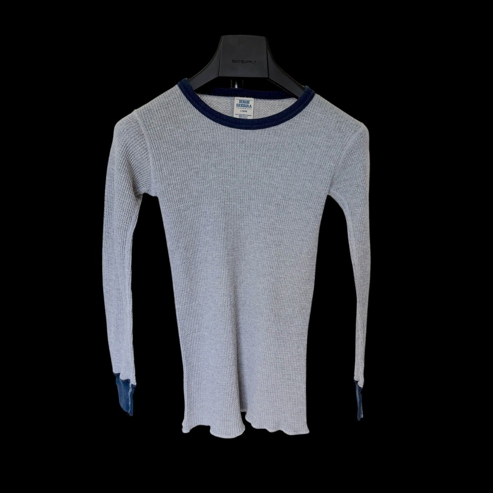 High Sierra Kids Gray Waffle Knit Thermal Long Sleeve Shirt Navy Size L 14-16